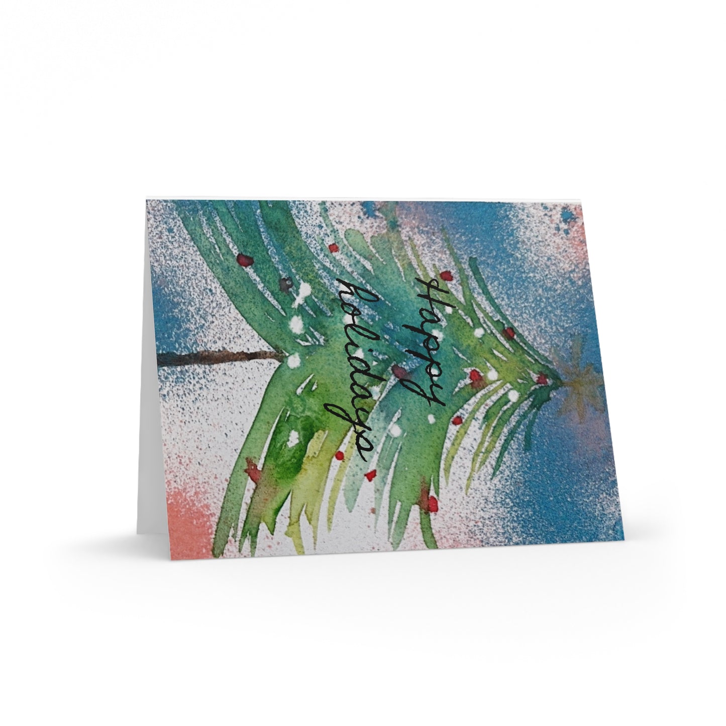 8 Pc Hand-painted Watercolor Christmas Greeting Card