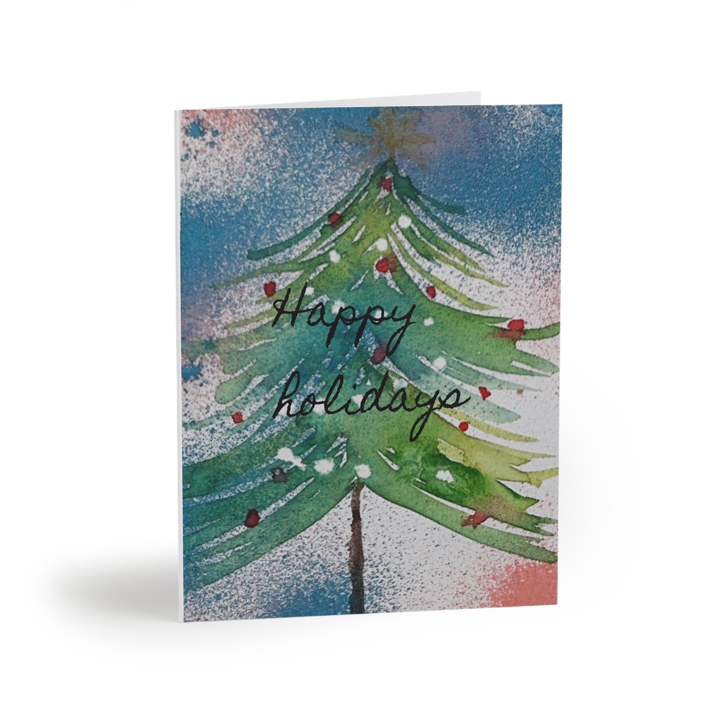 8 Pc Hand-painted Watercolor Christmas Greeting Card