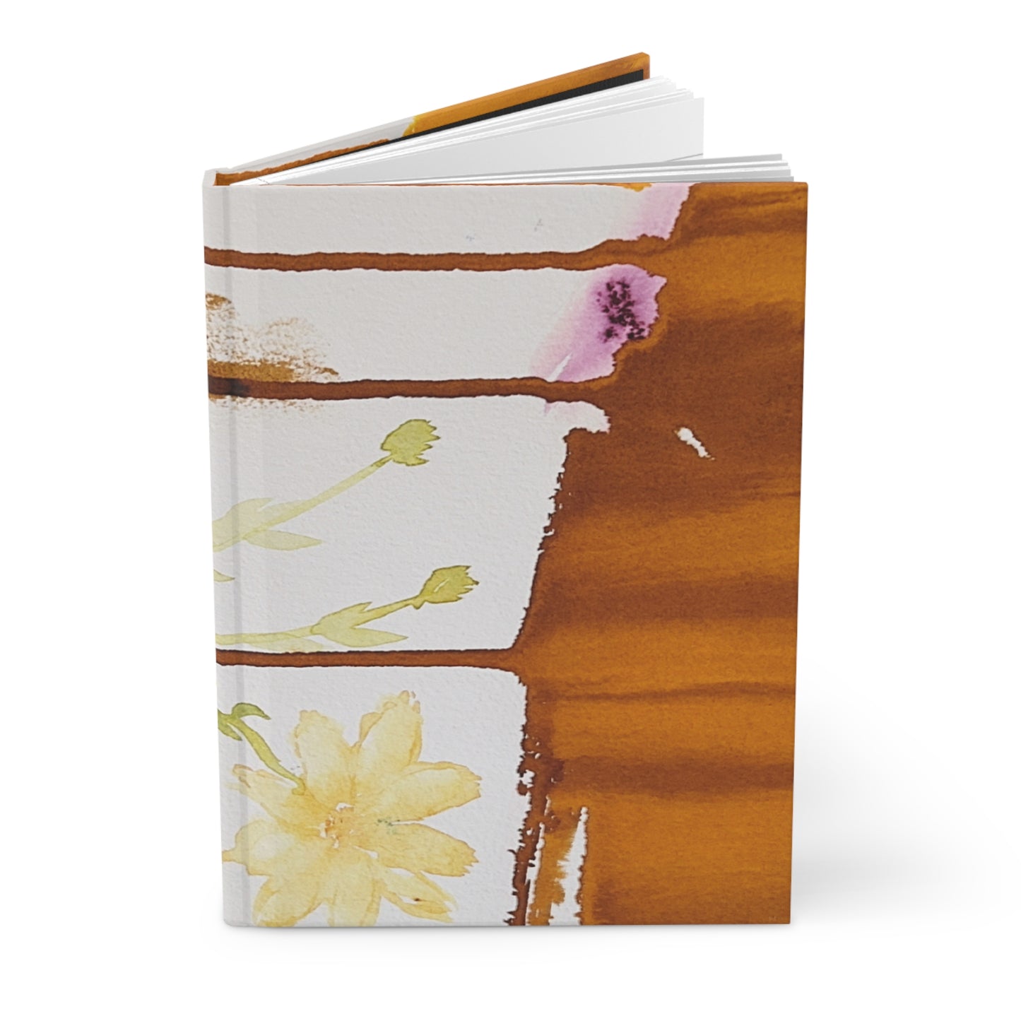 Hand-Painted Watercolor Hardback Journal - Unique Floral Splashes Design - Artistic Writing Notebook