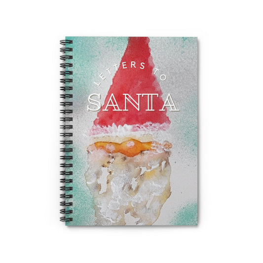 Letters to Santa Spiral Rule Line Notebook - Hand-Painted Watercolor Cover with Whimsical Holiday Design