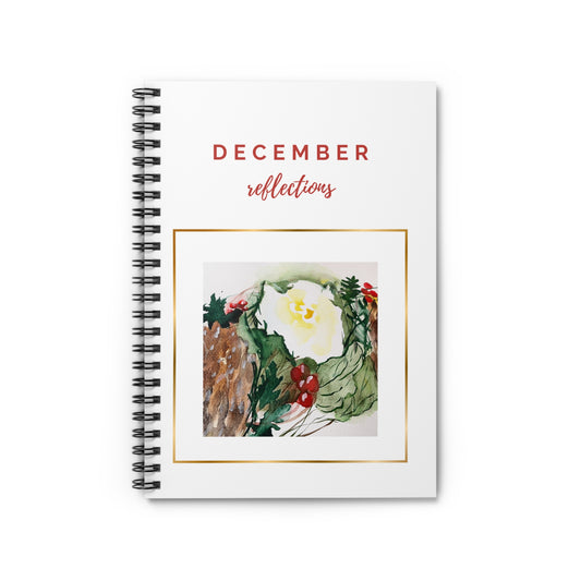 December Reflections Spiral Notebook - Hand-Painted Watercolor Holiday Wreath Design