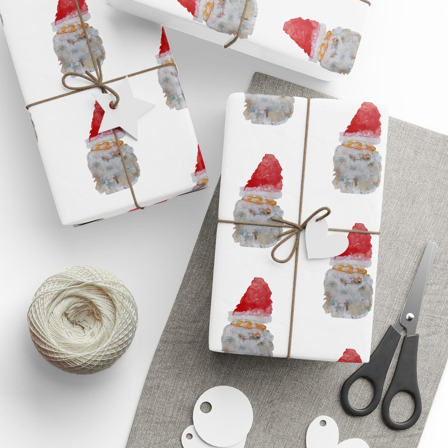 Hand-Painted Watercolor Christmas Gnome Wrapping Paper - Whimsical Holiday Design for Gift Wrapping