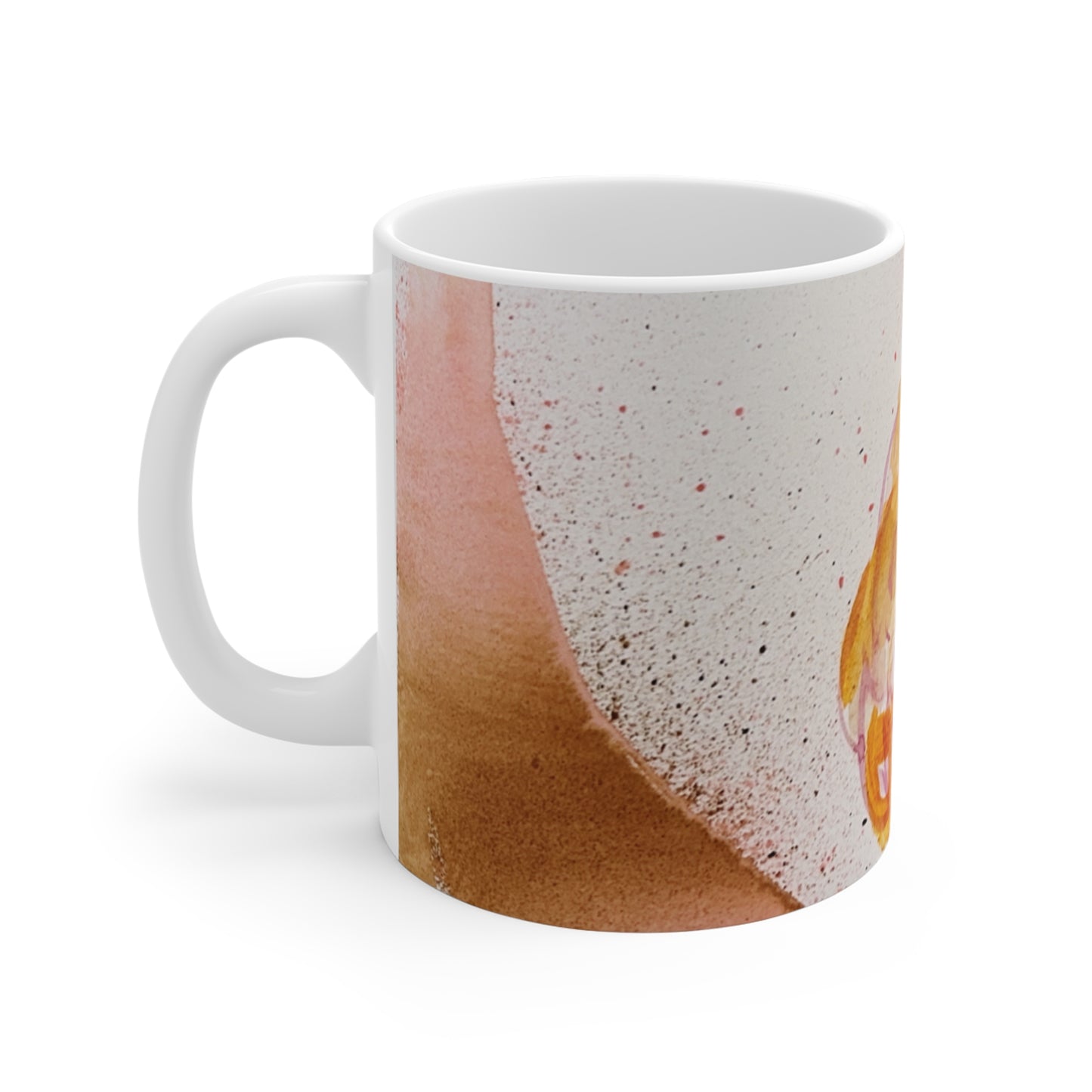 Floral Watercolor Mug - Unique Splash Design with Pink Rose