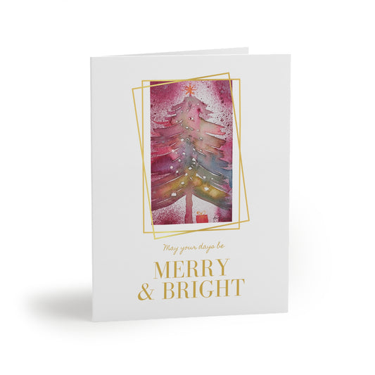 8 Pc Hand-Painted Watercolor Christmas Greeting Card - May Your Days Be Merry & Bright