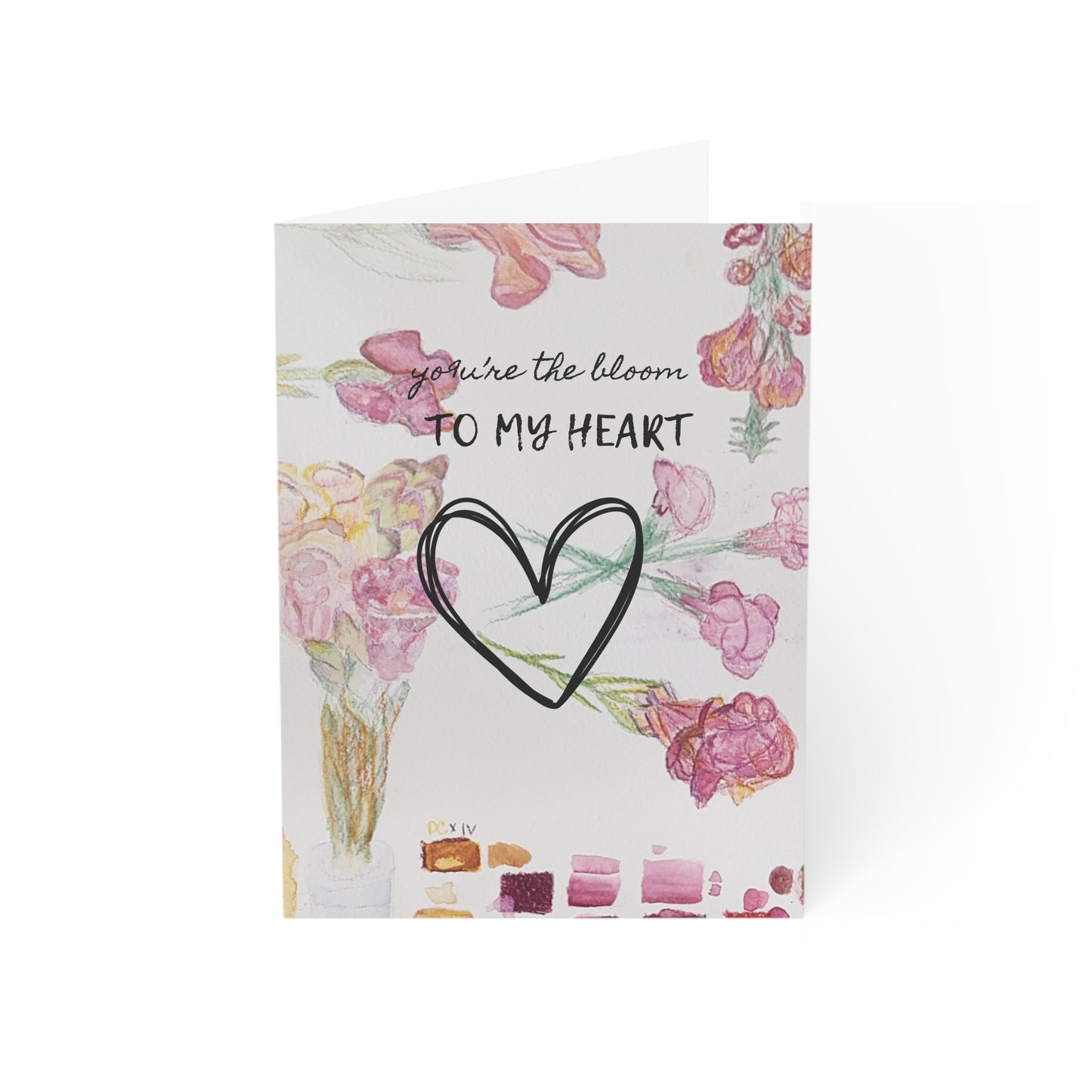 Hand-Painted Watercolor Valentine’s Day Card – You’re the Bloom to My Heart