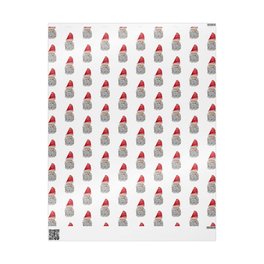 Hand-Painted Watercolor Christmas Gnome Wrapping Paper - Whimsical Holiday Design for Gift Wrapping