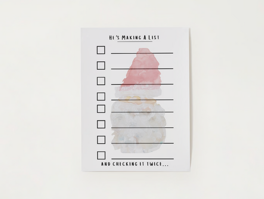 Santa's List Digital Download - Watercolor Christmas Checklist - Holiday Planning Print